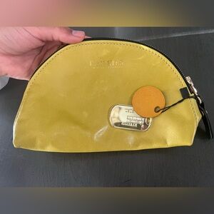 R.Riveter Yellow Leather Cosmetic Bag with Gold Detail